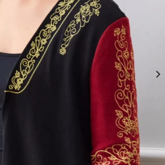 Elegant Black and Red Embroidered Cardigan Arwen Lord Of The Rings Her Universe - Picture 4 of 6